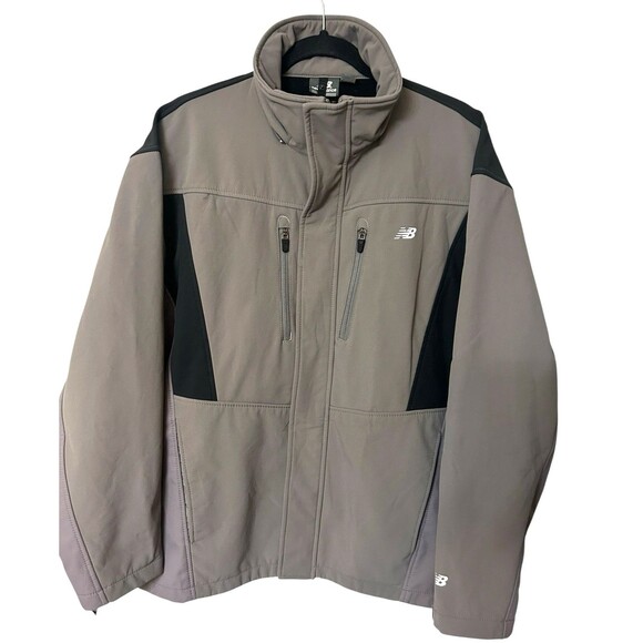 New Balance Mens  M Gray Black Full Zip Ski Snowboard Winter Softshell Jacket - Picture 1 of 12